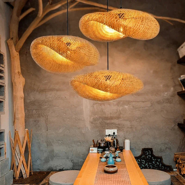 Luminária Pendente de Bambu Artesanal Premium
