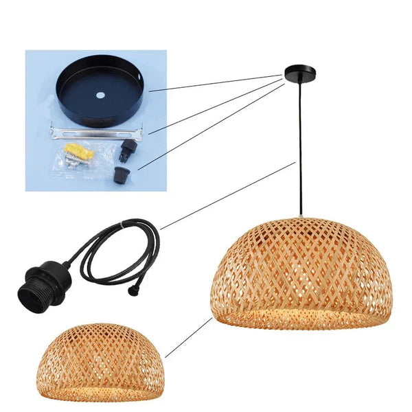 Luminária Pendente de Bambu Artesanal Premium